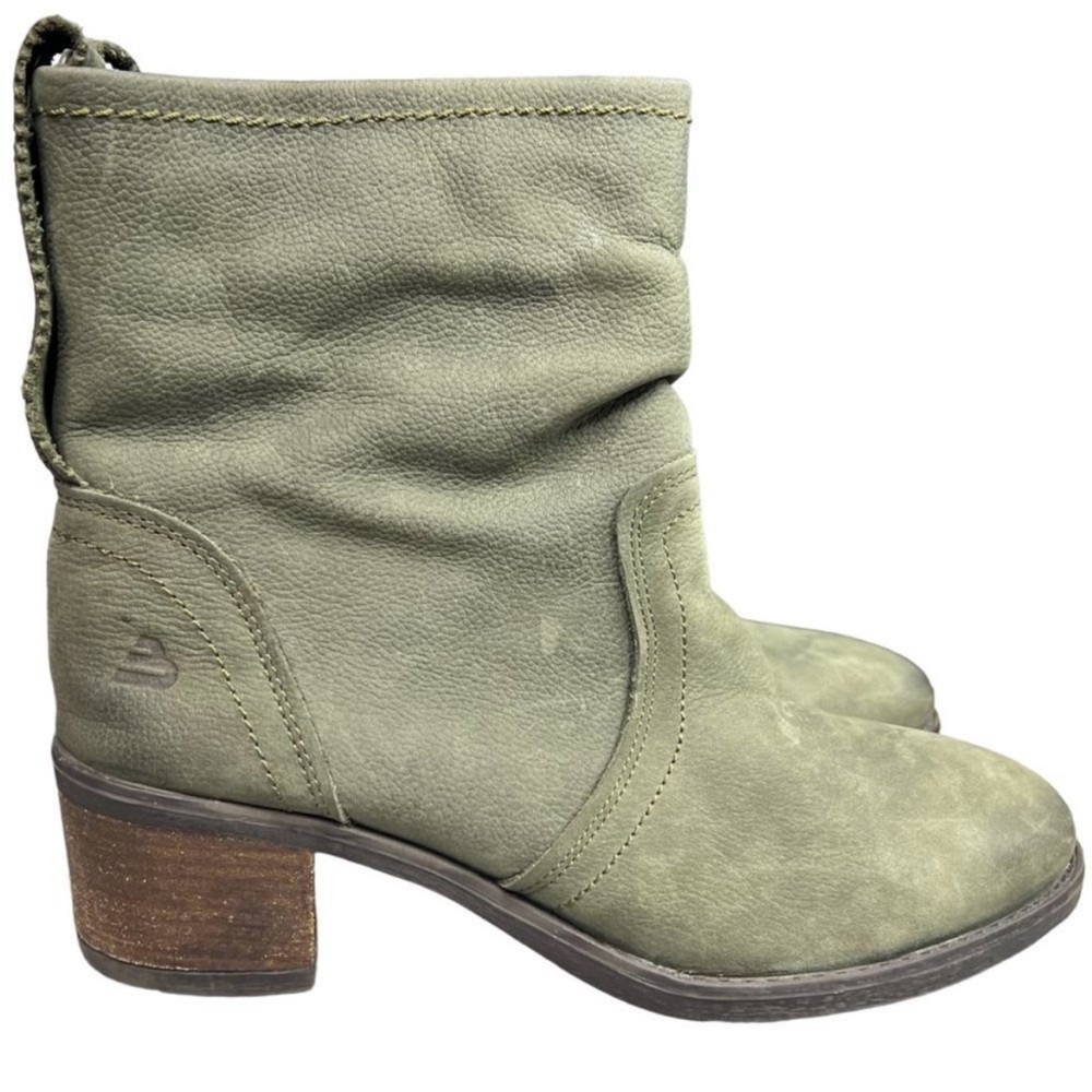 Women's Olive Green Ankle Boots - Comfort Block Heel